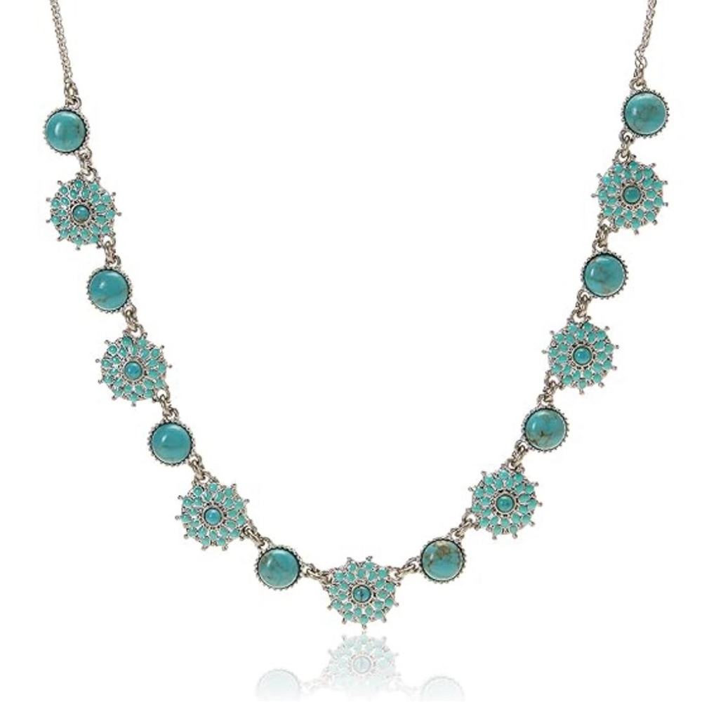 Lucky Brand Silver-Tone Blue Stone Collar Necklace